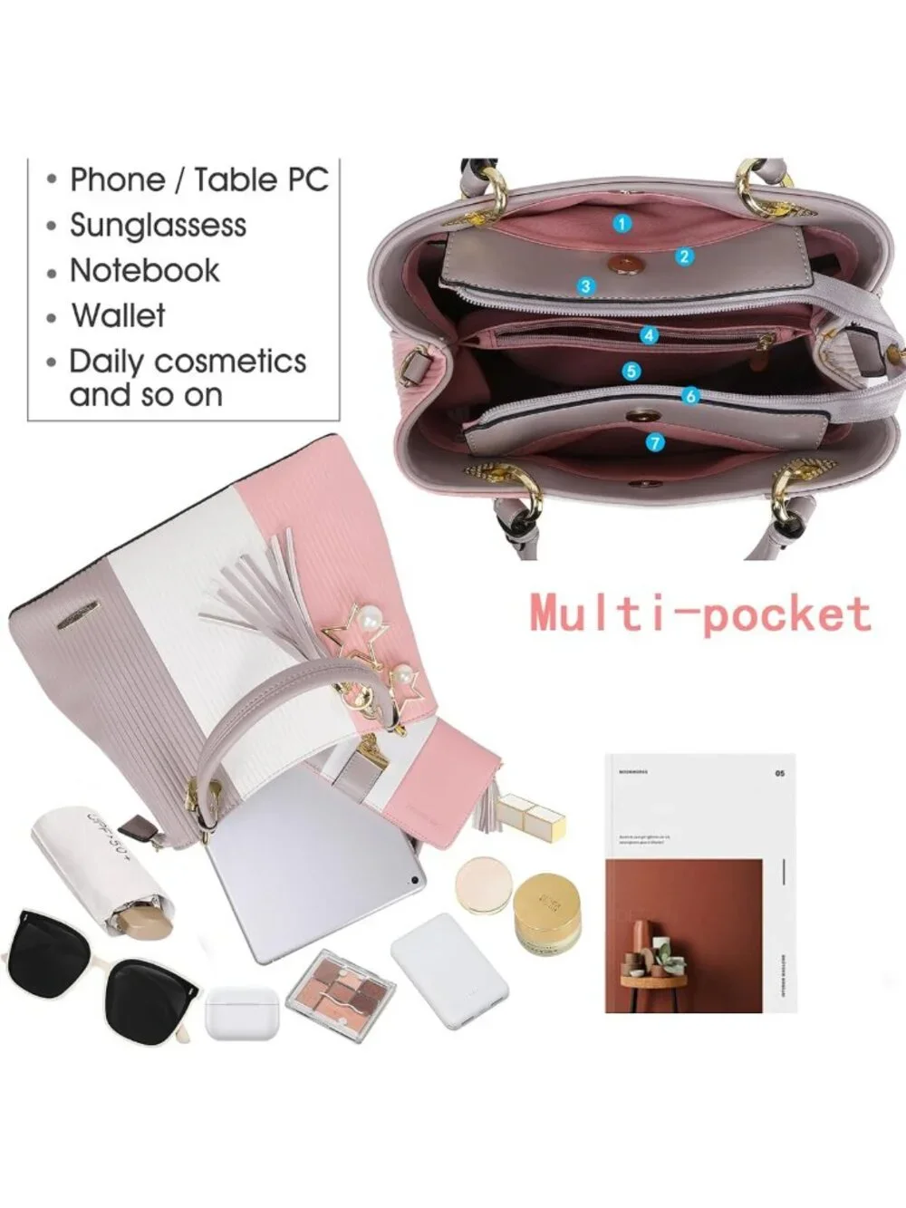 Stylish Leather Top Handle Handbags for Women | Medium Purses with Multiple